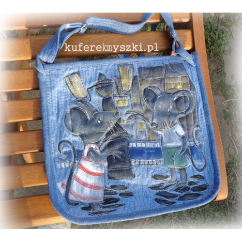 torba z myszką ręcznie malowana bag with mouse hand painted