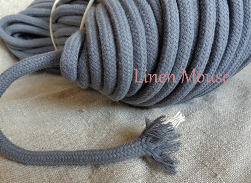 sznur bawełniany szary 8 mm grey cotton cord