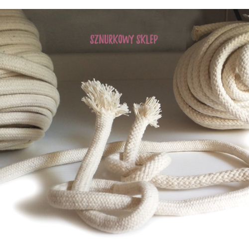 Sznurek Bawełniany 10 mm Surowy 1 m z Wypełnieniem
