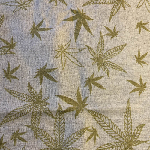 Tkanina Bawełniano Konopna z Nadrukiem w Liście