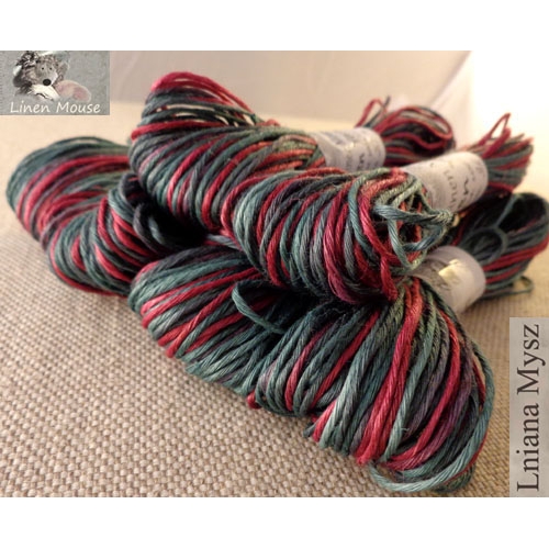 włóczka lniana ręcznie barwiona linen yarn hand-dyed