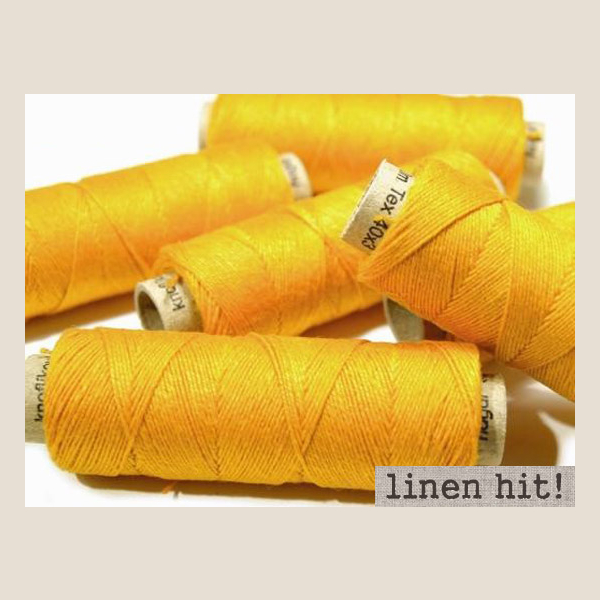 Nici Lniane Żółte 40x3 do szycia maszynowego i ręcznego szpulka 50m