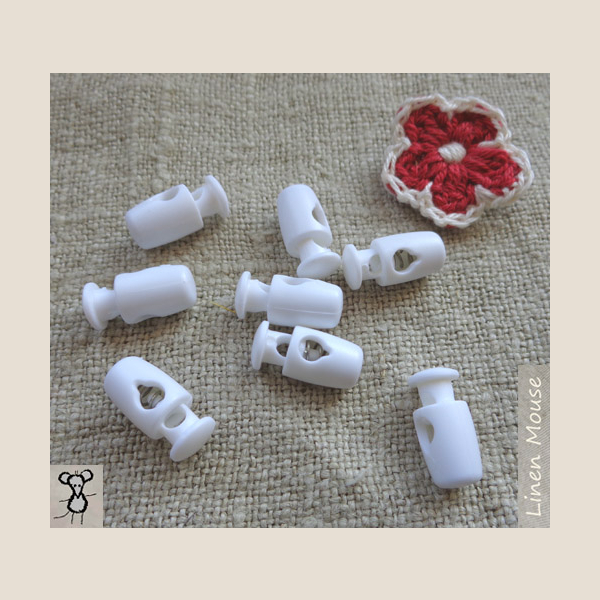 Stoper Mini do Cienkiego Sznurka Biały 10 szt