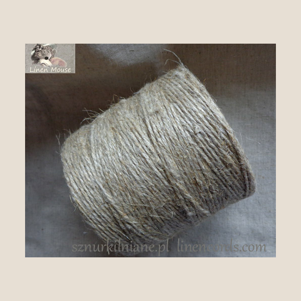Sznurek Lniany 1 mm Naturalny Surowy Szary 500g Niewoskowany