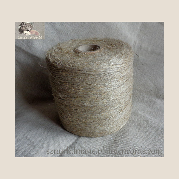 Sznurek Lniany 1 mm Naturalny Surowy Szary 500g Niewoskowany