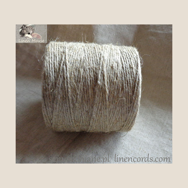 Sznurek Lniany 1 mm Naturalny Surowy Szary 500g Niewoskowany