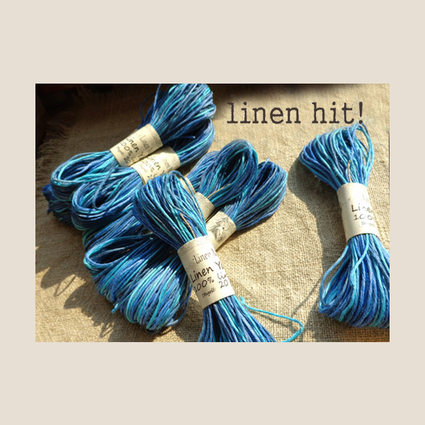 włóczka lniana ręcznie barwiona linen yarn hand-dyed