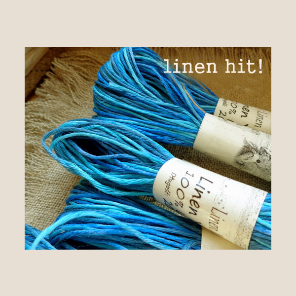 włóczka lniana ręcznie barwiona linen yarn hand-dyed