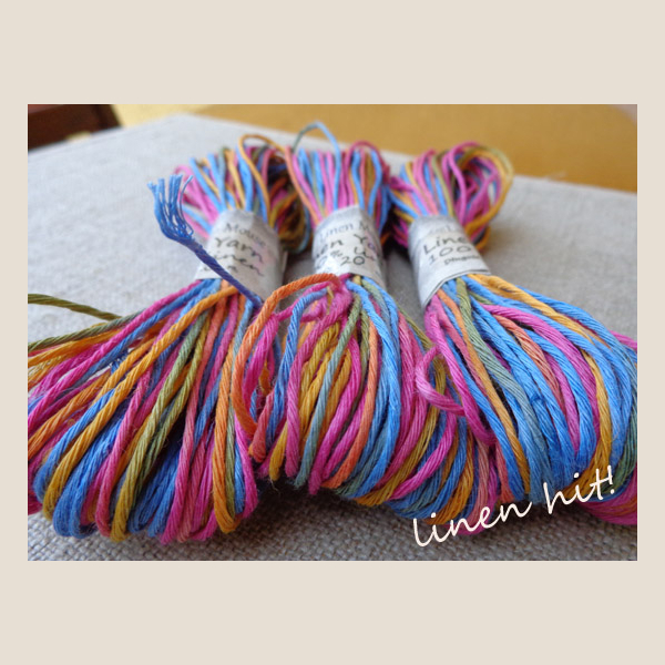włóczka lniana ręcznie barwiona linen yarn hand-dyed