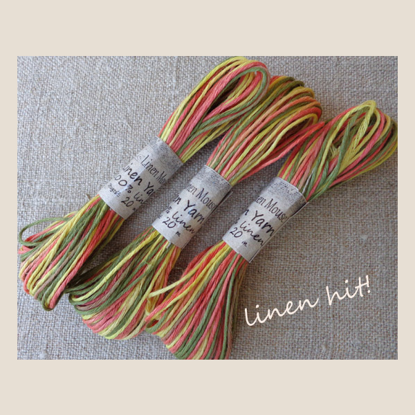 włóczka lniana ręcznie barwiona linen yarn hand-dyed