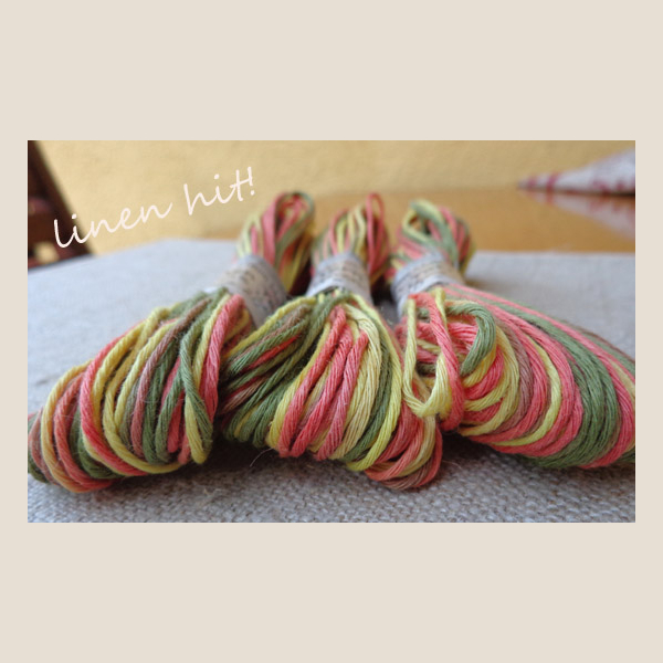 włóczka lniana ręcznie barwiona linen yarn hand-dyed