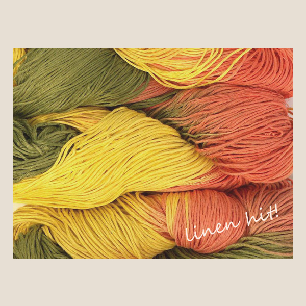 włóczka lniana ręcznie barwiona linen yarn hand-dyed