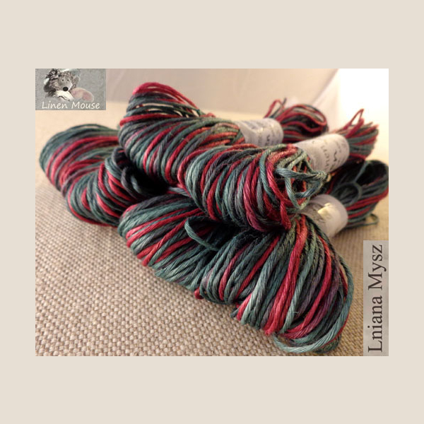 włóczka lniana ręcznie barwiona linen yarn hand-dyed