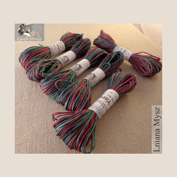 włóczka lniana ręcznie barwiona linen yarn hand-dyed